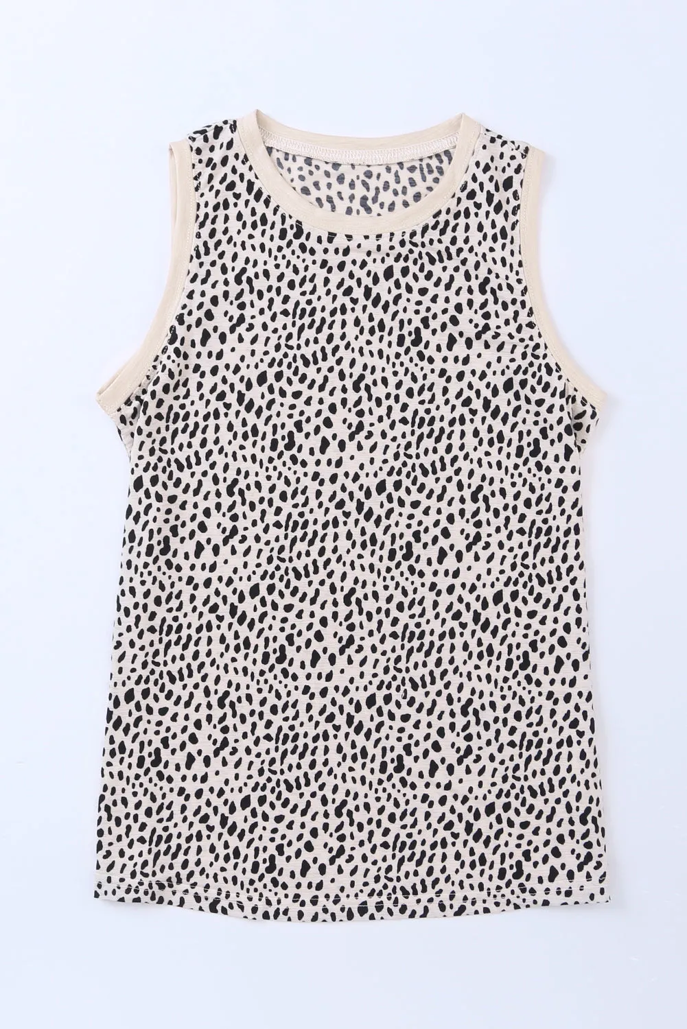 Women's Crew Neck Sleeveless Clothing Polka Dots Tops Shirts Loose Fit Basic Tank Tops