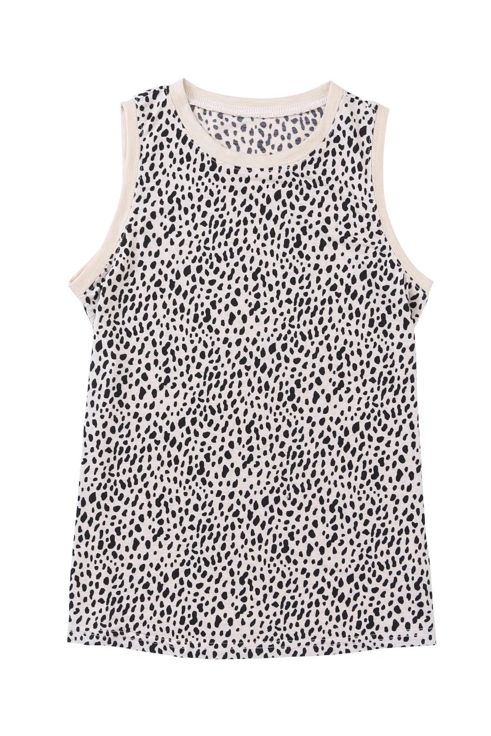 Women's Crew Neck Sleeveless Clothing Polka Dots Tops Shirts Loose Fit Basic Tank Tops