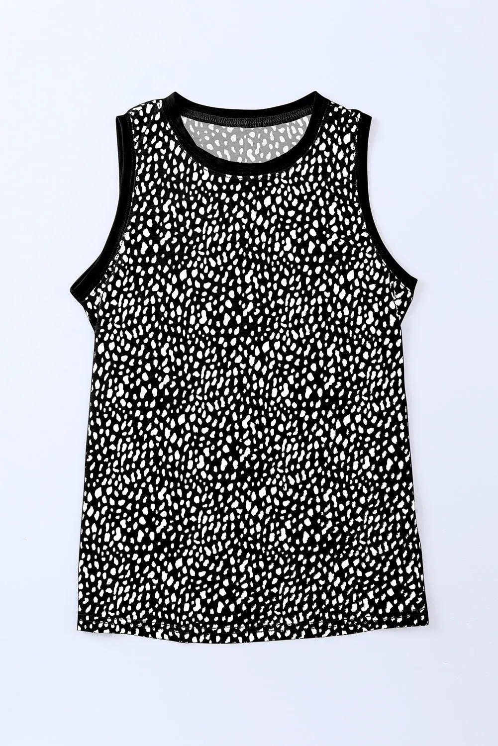 Women's Crew Neck Sleeveless Clothing Polka Dots Tops Shirts Loose Fit Basic Tank Tops